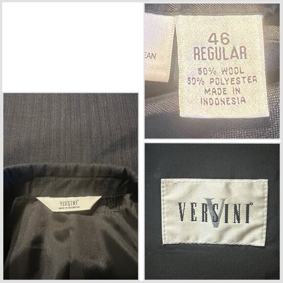 Versini Mens 46R 40x30 Gray Tan Stripe 2 Piece Suit - Picture 16 of 16